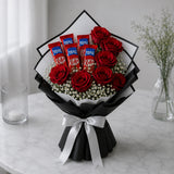 7 Red Roses & KitKat Chocolate Bouquet