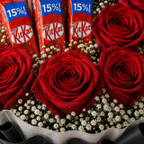 7 Red Roses & KitKat Chocolate Bouquet