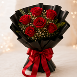 6 Red Roses, Pineapple Cake & Greeting Card