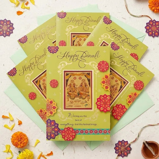 Pack Of 6 Diwali Wishes with Aarti Greeting Card