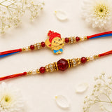 Designer Beads & Bal Ganesha Rakhi Set | Traditional Rakhi Gift Online