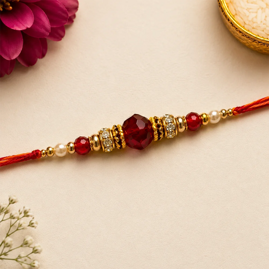 Designer Beads & Bal Ganesha Rakhi Set | Traditional Rakhi Gift Online