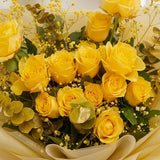 Cheerful Bunch of 12 Yellow Roses in Off-Yellow Wrap
