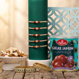 Royal Golden Pearl Rakhi With Gulab Jamun And Dry Fruits