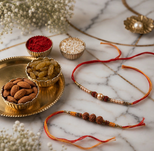 Set Of 2 Rakhi With Dry Fruits Combo