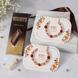 Set of 2 Rudraksha Pearl Beaded Bracelet Rakhis with Hershey's Creamy Milk Chocolate
