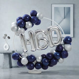 Navy & Silver HBD Ring Balloon Stand