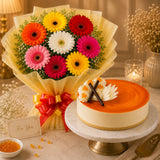 Gerberas Bouquets With Butterscotch Cake