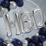 Navy & Silver HBD Ring Balloon Stand