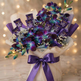 Blue Orchids & Dairy Milk Chocolate Bouquet