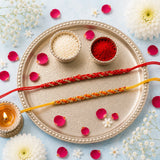 Set of 4 Mauli & Rudraksha Rakhi | Spiritual Rakhi Gift for Brothers
