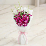 Purple Orchids & Jade Plant Vase Arrangement