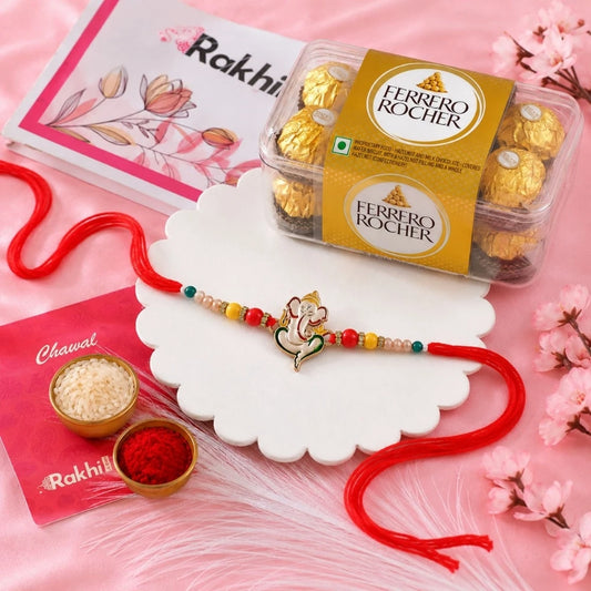 Dazzling Ganesha Rakhi with Ferrero Rocher