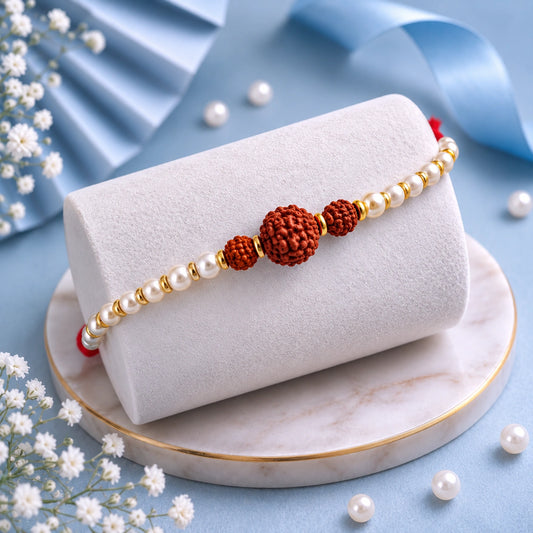Rudraksha Rakhi With Cashew Dry Fruit
