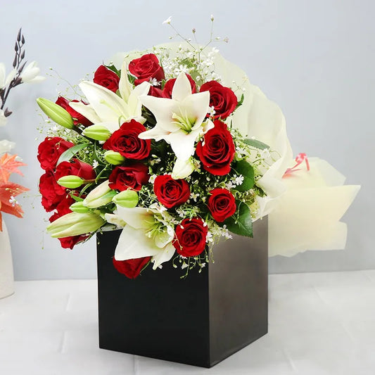 Peace & Passion 20 Roses & Lilies Bouquet
