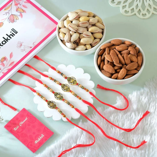 Colourful Charm Rakhi with Almond Nut & Pistachio Nut