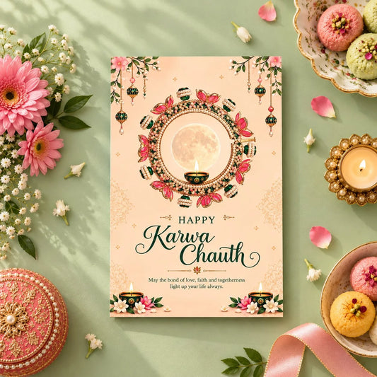 Faith and Togetherness Karva Chauth Personalised Greeting Card
