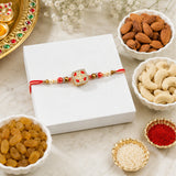 Kundan Square Charm Rakhi with Dry Fruits