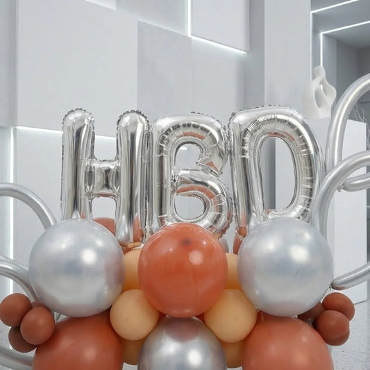 Silver HBD Terracotta Balloon Stack Decor
