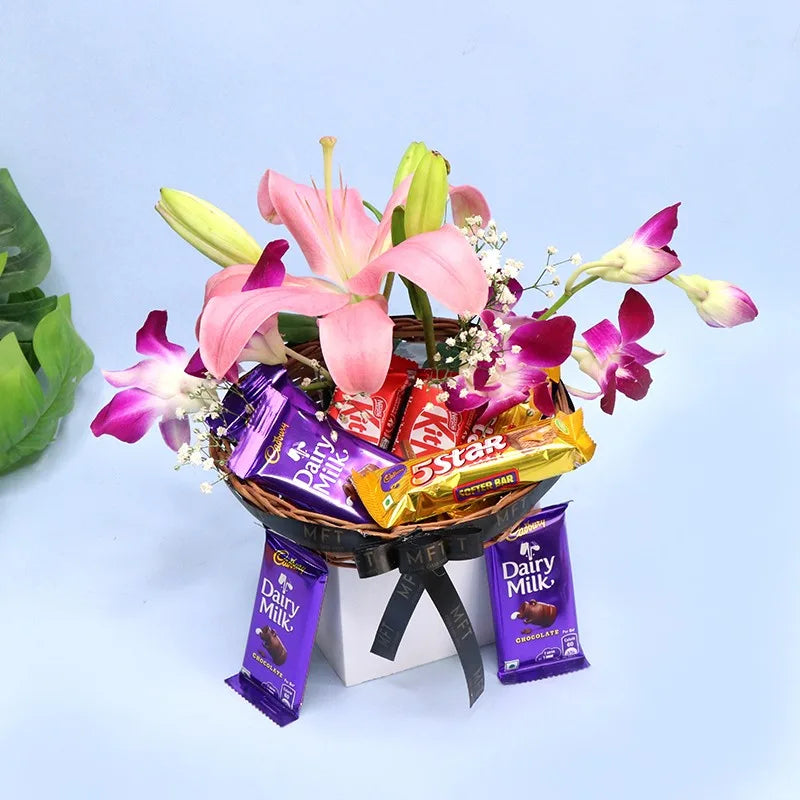 Luxe Floral & Chocolate Indulgence Basket