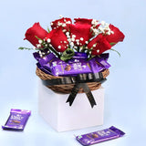 Classic Romance Red Roses & Dairy Milk Basket