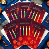 Pack Of 6 Sparkling Diwali with Candles Greeting Card