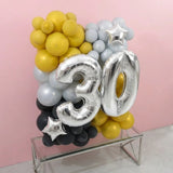 Silver Age Foil Balloon Stack Decor