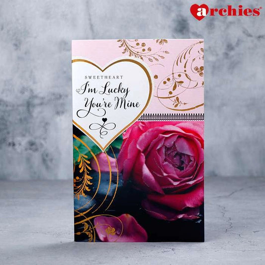 I Am Lucky You Are Mine Romantic Greeting Card With Chocolate