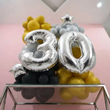 Silver Age Foil Balloon Stack Decor