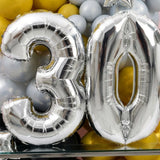 Silver Age Foil Balloon Stack Decor