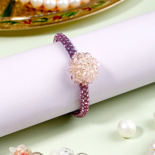 Crystal Flower Rakhi with Dry Fruits