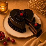 Red Roses With Chocolate Truffle Cake