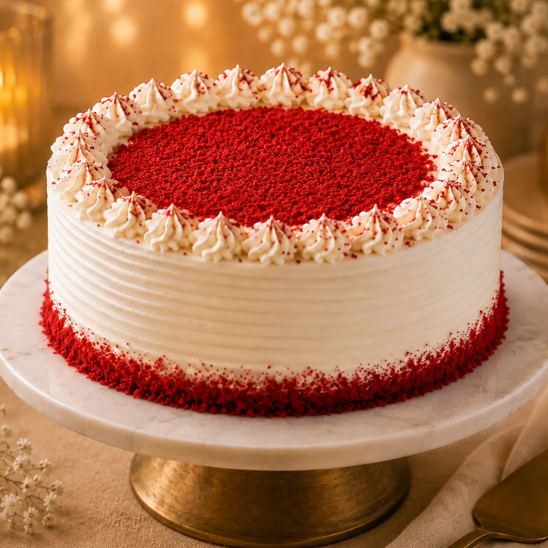 Red Velvet Swirl Candle Celebration Cake