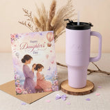 "Tender Wishes" Personalized Daughter's Day Card with Lilac Steel Tumbler