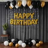 Black & Gold Ceiling Balloon Birthday Decor