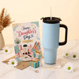 "Golden Wishes" Personalized Daughter's Day Card with Steel Tumbler