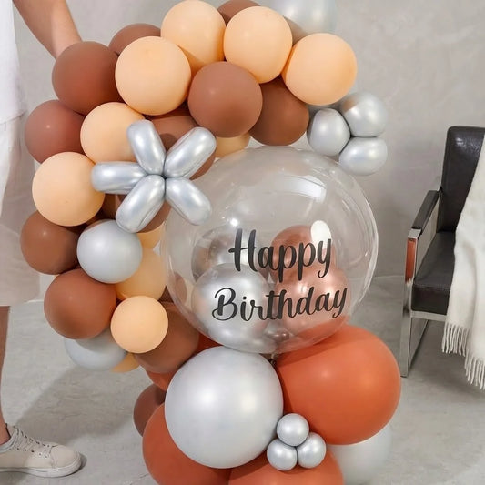 Terracotta & Silver Half Ring Bobo Balloon Decor
