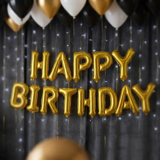 Black & Gold Ceiling Balloon Birthday Decor