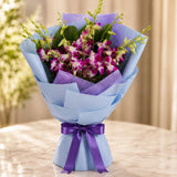 10 Purple Orchids With Eggless Chocolate Truffle Cake