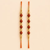 Set of 2 Rudraksha Rakhi with Premium Dark Chocolates | Sacred Rakhi Gift