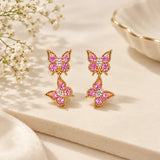 Pink Butterfly Double Dangle Earrings | Stupid Cupid