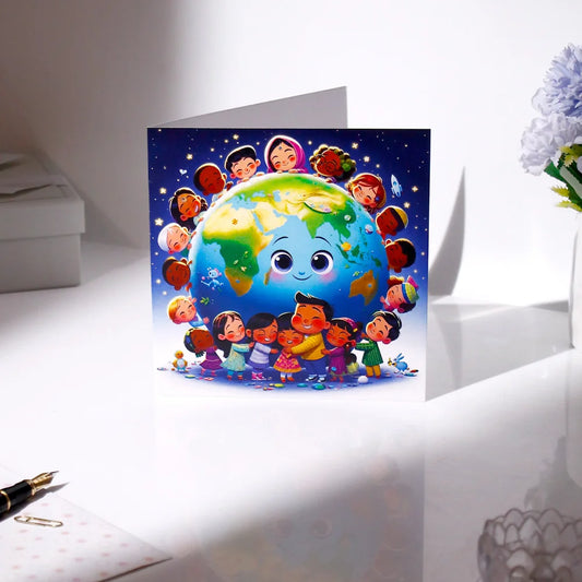 Pack of 50 Children Hugging the Earth Greeting Card