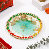 Divine Ganesha Green Designer Pooja Thali