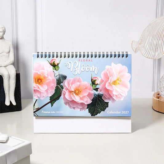 Pack Of 2 Multicolor Floral Bloom Desk Calendar 2027