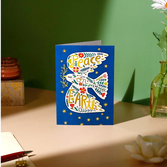 Pack of 50 Peace on Earth Floral Dove Greeting Card