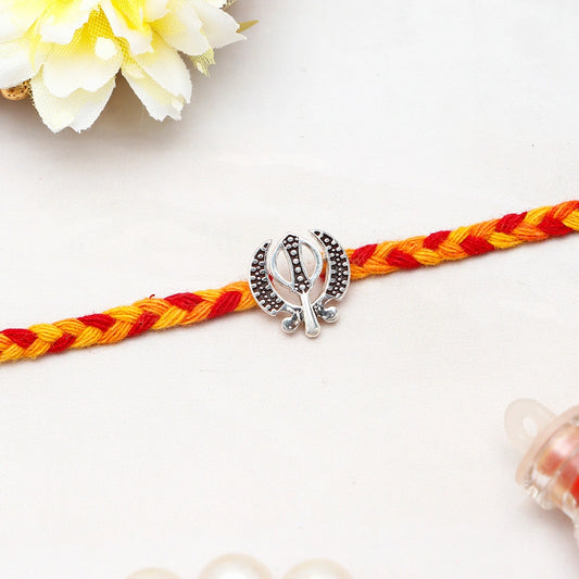Pack Of 2 Archies Khanda Silver Rakhi Sikh Symbol Design