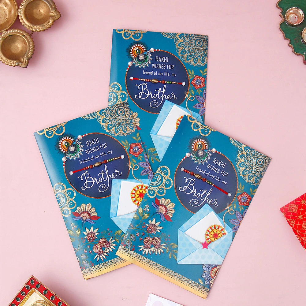 Pack Of 3 Friend For Life Rakhi with Greeting Card With Envelope