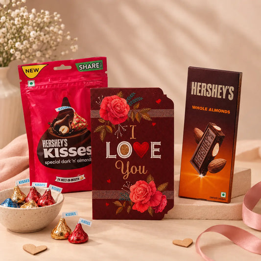 I Love You Glitter Romantic Greeting Card With Chocolates