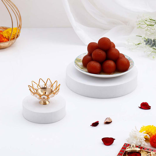 Lotus Diya with Gulab Jamun