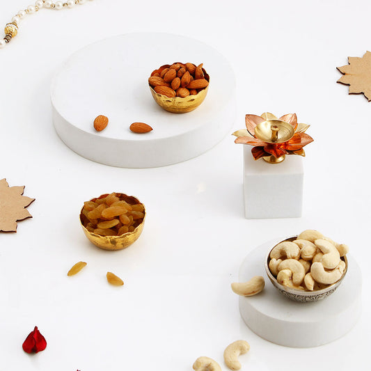 Akhand Jyot Diya with Dry Fruits